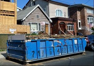 A large 40 yard dumpster at a home construction site